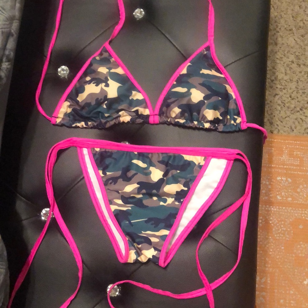 Tiny camouflage string bikini